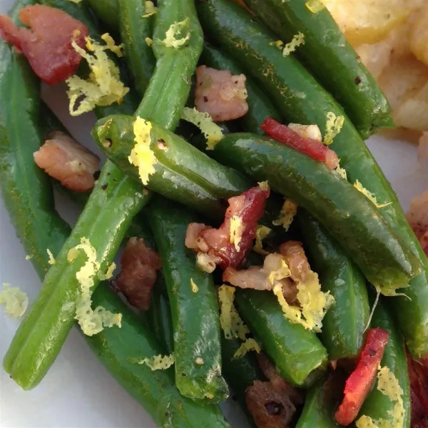 receta Haricots verts au bacon et à l'ail