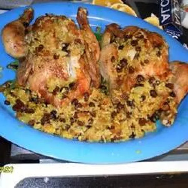 recette Poulet farci au riz aux raisins