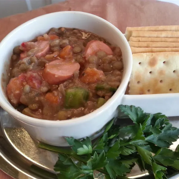 receta Soupe de Francfort aux lentilles