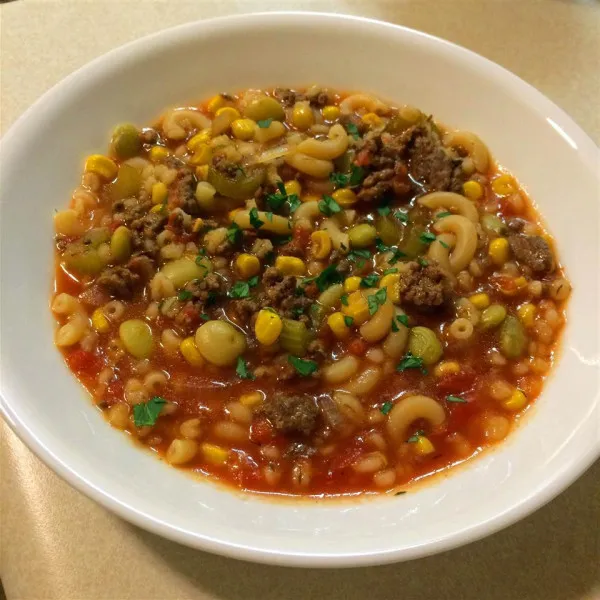 receta Sopa De Hamburguesa De Cocción Lenta Con Macarrones